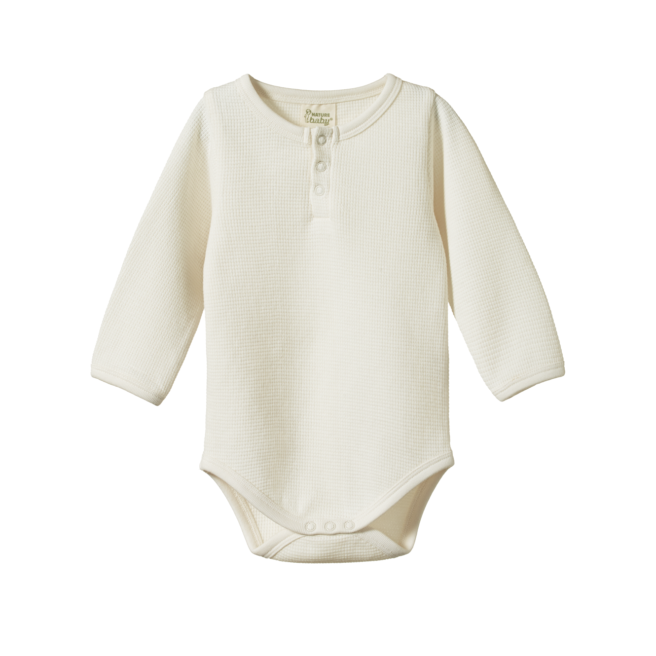 Nature Baby Long Sleeve Henley Waffle Bodysuit - Natural
