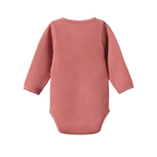 Nature Baby Long Sleeve Henley Waffle Bodysuit - Rose Clay