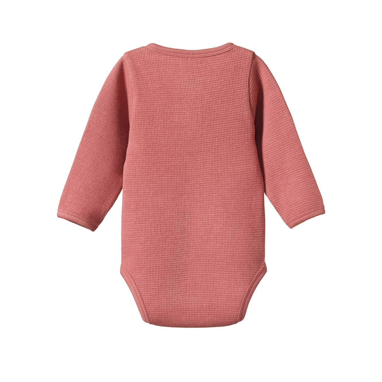 Nature Baby Long Sleeve Henley Waffle Bodysuit - Rose Clay