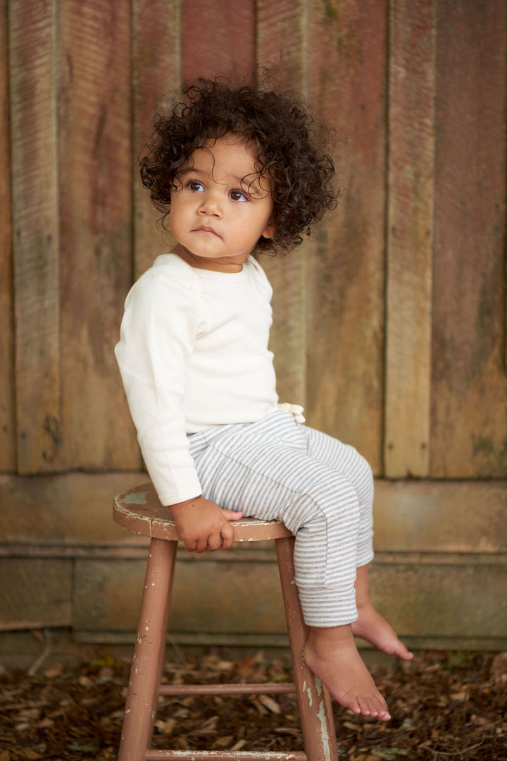 Nature Baby Drawstring Pants - Grey Marl Stripe
