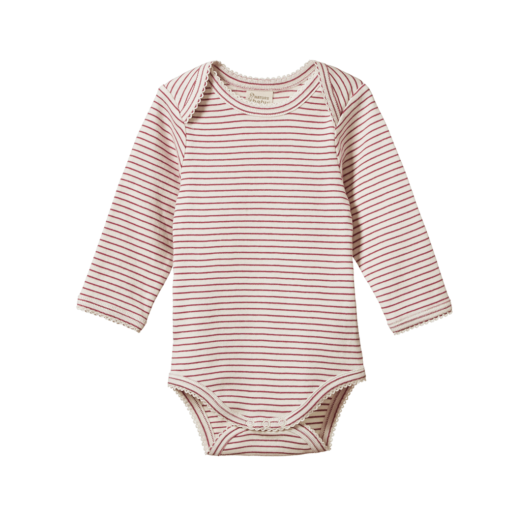 Nature Baby Long Sleeve Bodysuit - Rhubarb Pinstripe