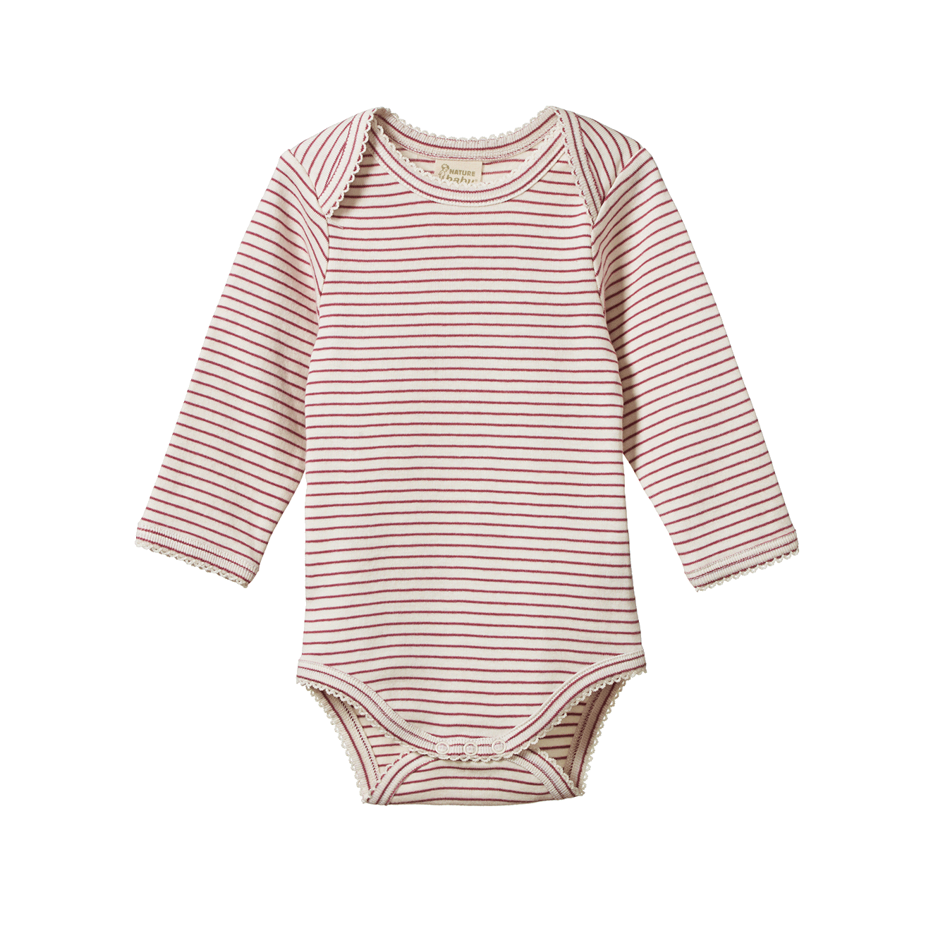 Nature Baby Long Sleeve Bodysuit - Rhubarb Pinstripe