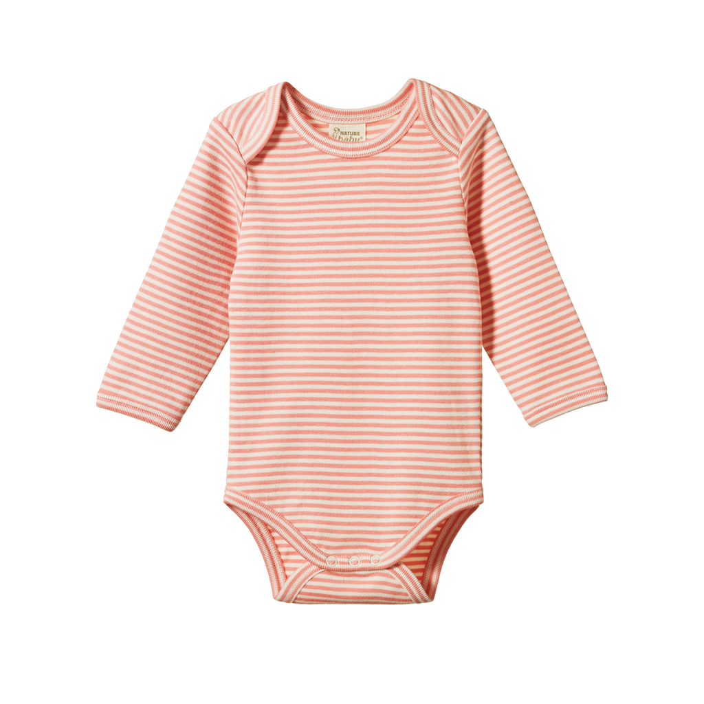 Nature Baby Long Sleeve Bodysuit - Peony Stripe