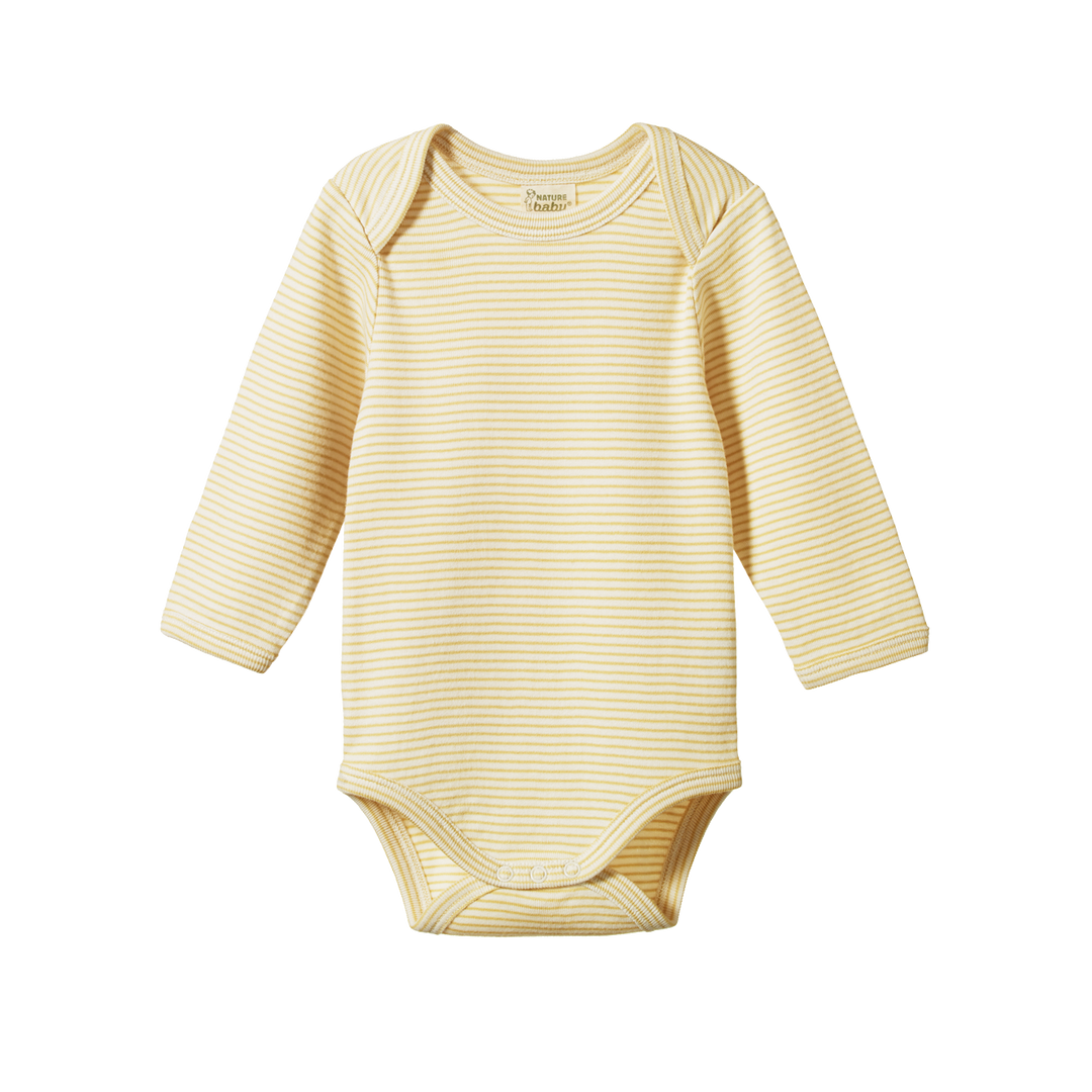 Nature Baby Long Sleeve Bodysuit - Sand Pinstripe