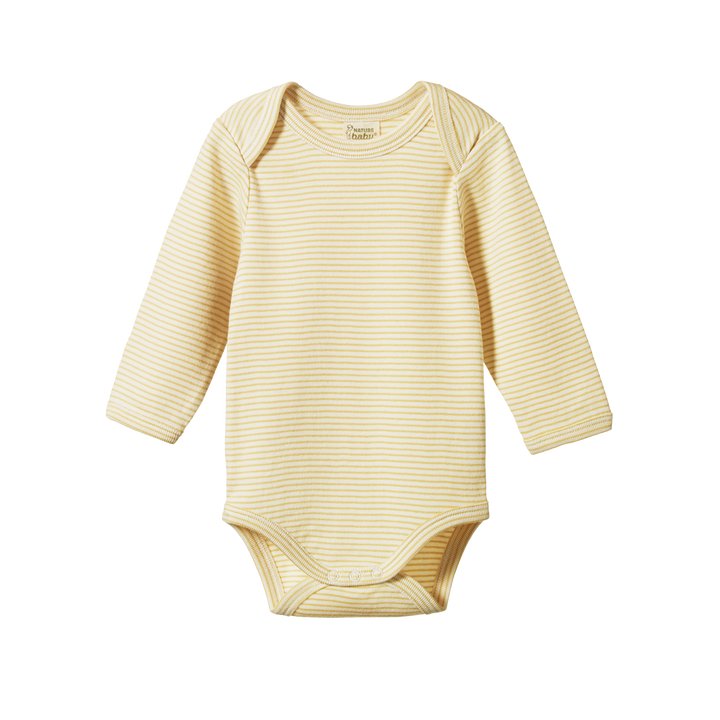 Nature Baby Long Sleeve Bodysuit - Sand Pinstripe