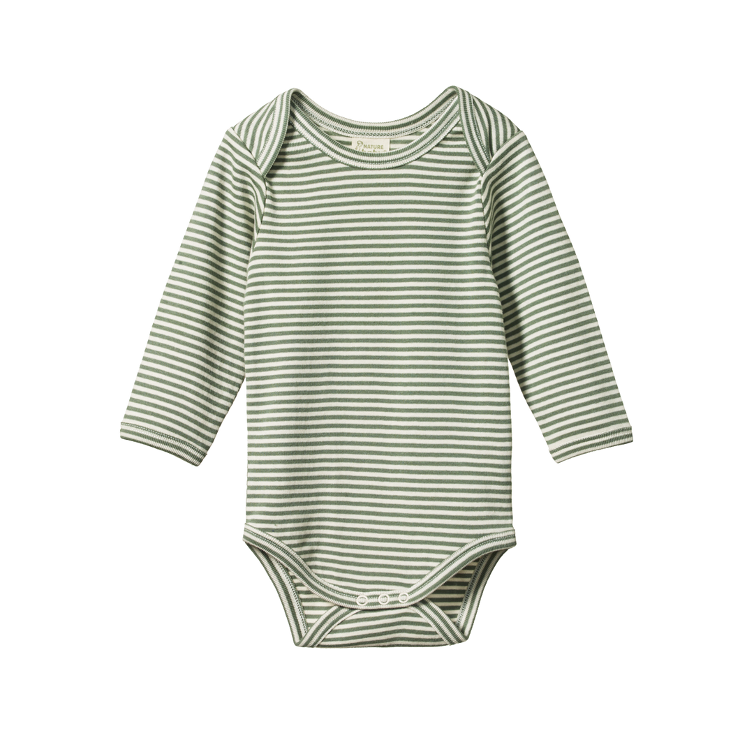 Nature Baby Long Sleeve Bodysuit - Nettle Stripe