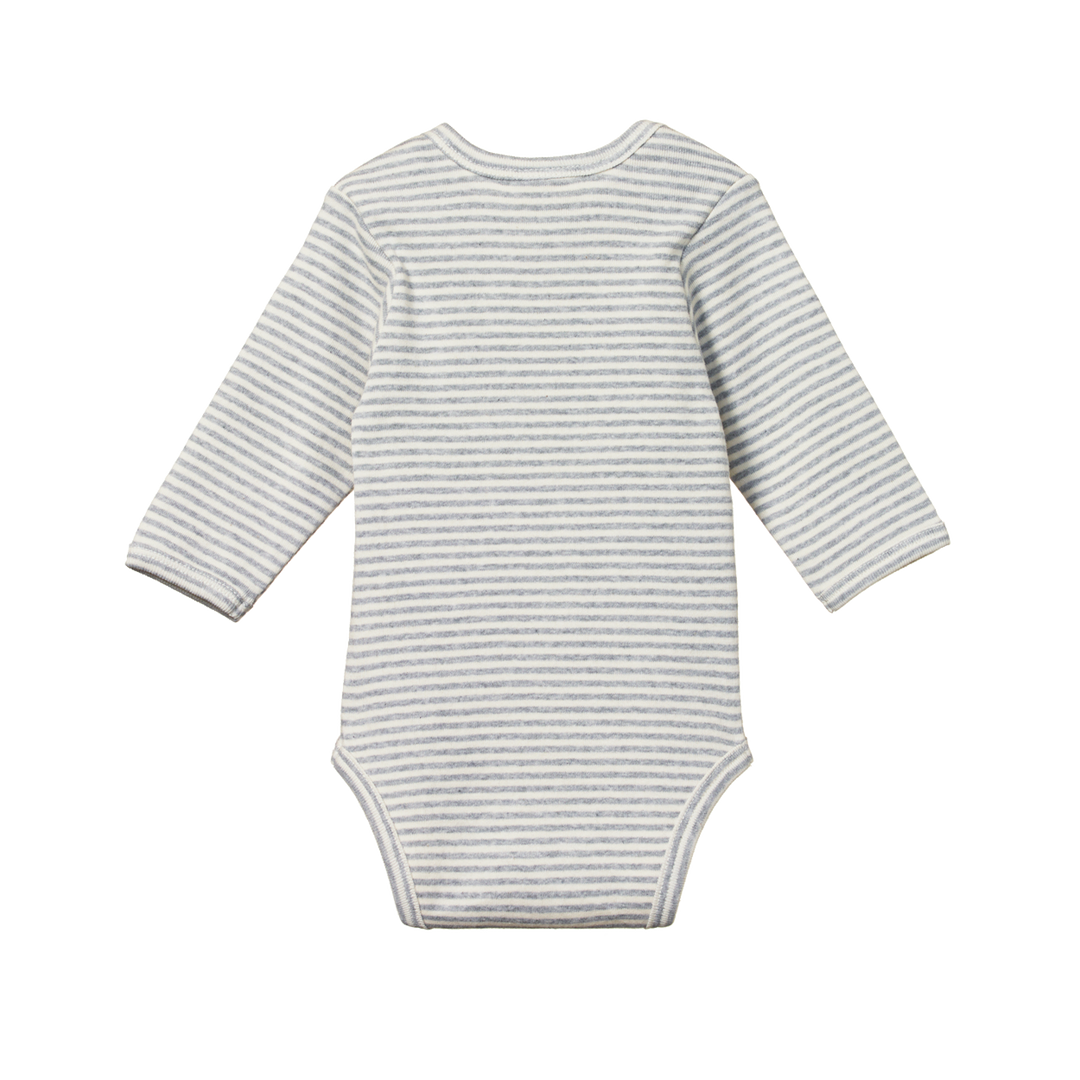 Nature Baby Long Sleeve Bodysuit - Grey Marl Stripe