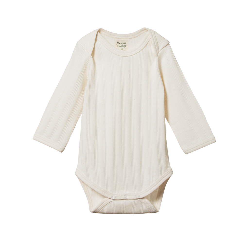 Nature Baby Long Sleeve Bodysuit Derby 2 Pack - Natural/Nettle
