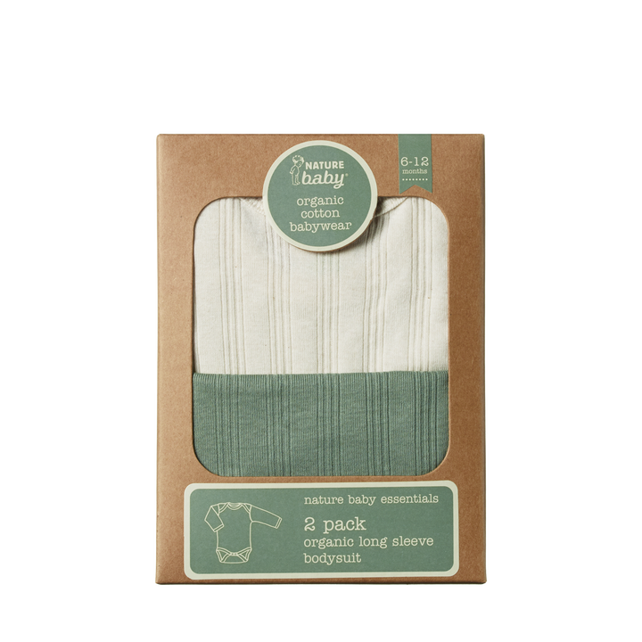 Nature Baby Long Sleeve Derby Bodysuit 2 Pack - Natural/Nettle