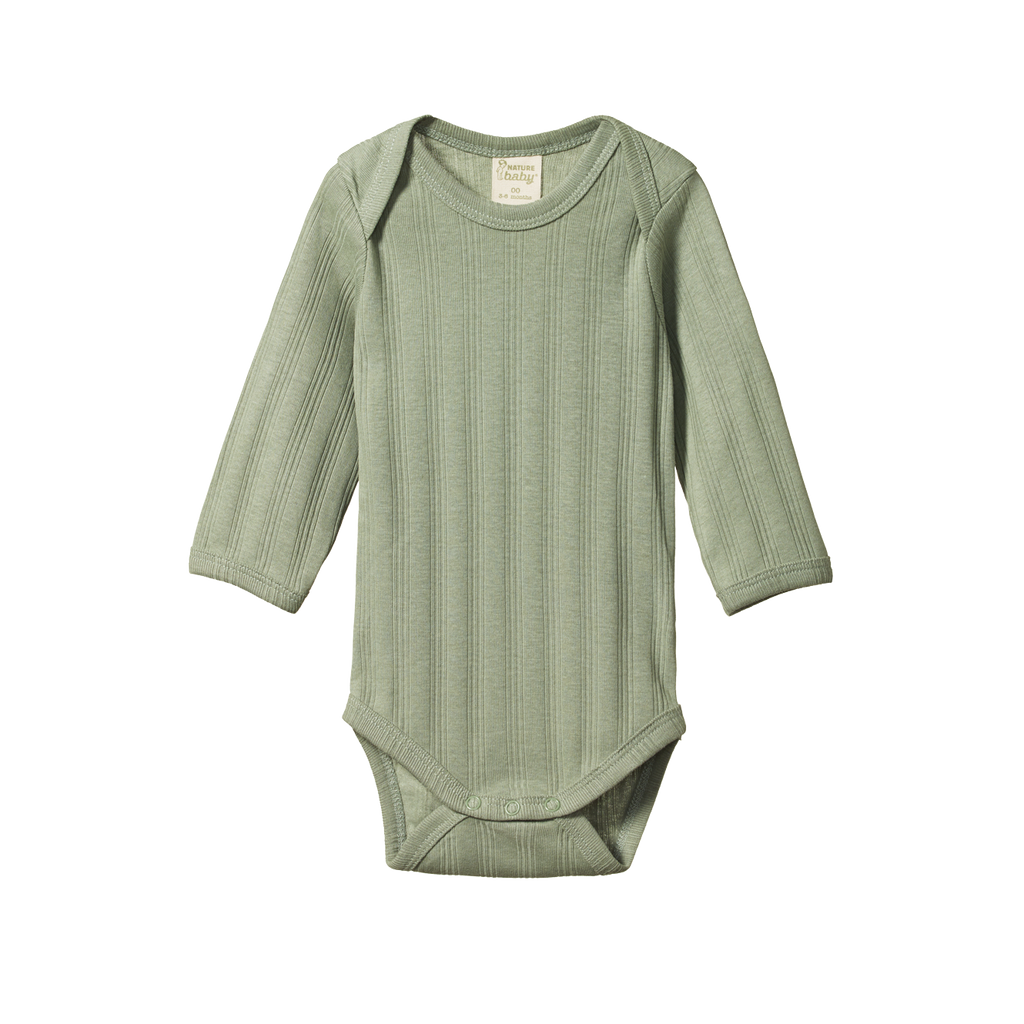 Nature Baby Long Sleeve Bodysuit Derby 2 Pack - Natural/Nettle