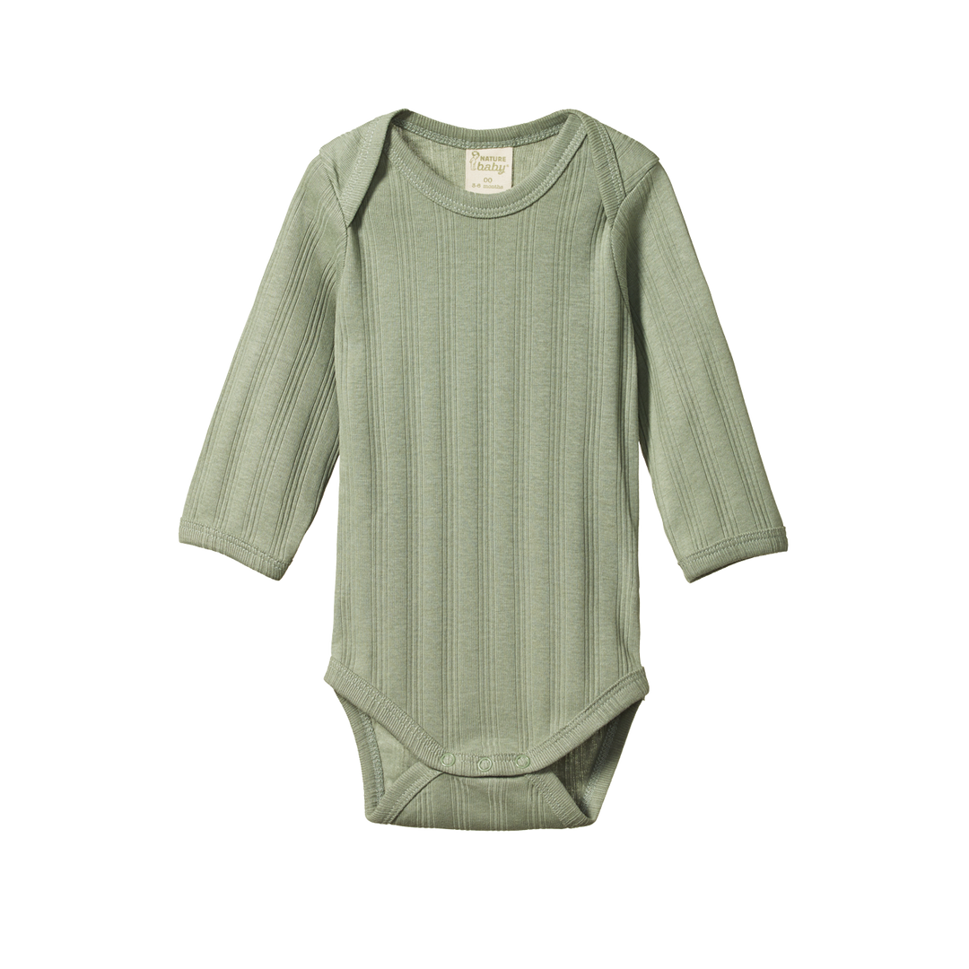 Nature Baby Long Sleeve Derby Bodysuit 2 Pack - Natural/Nettle