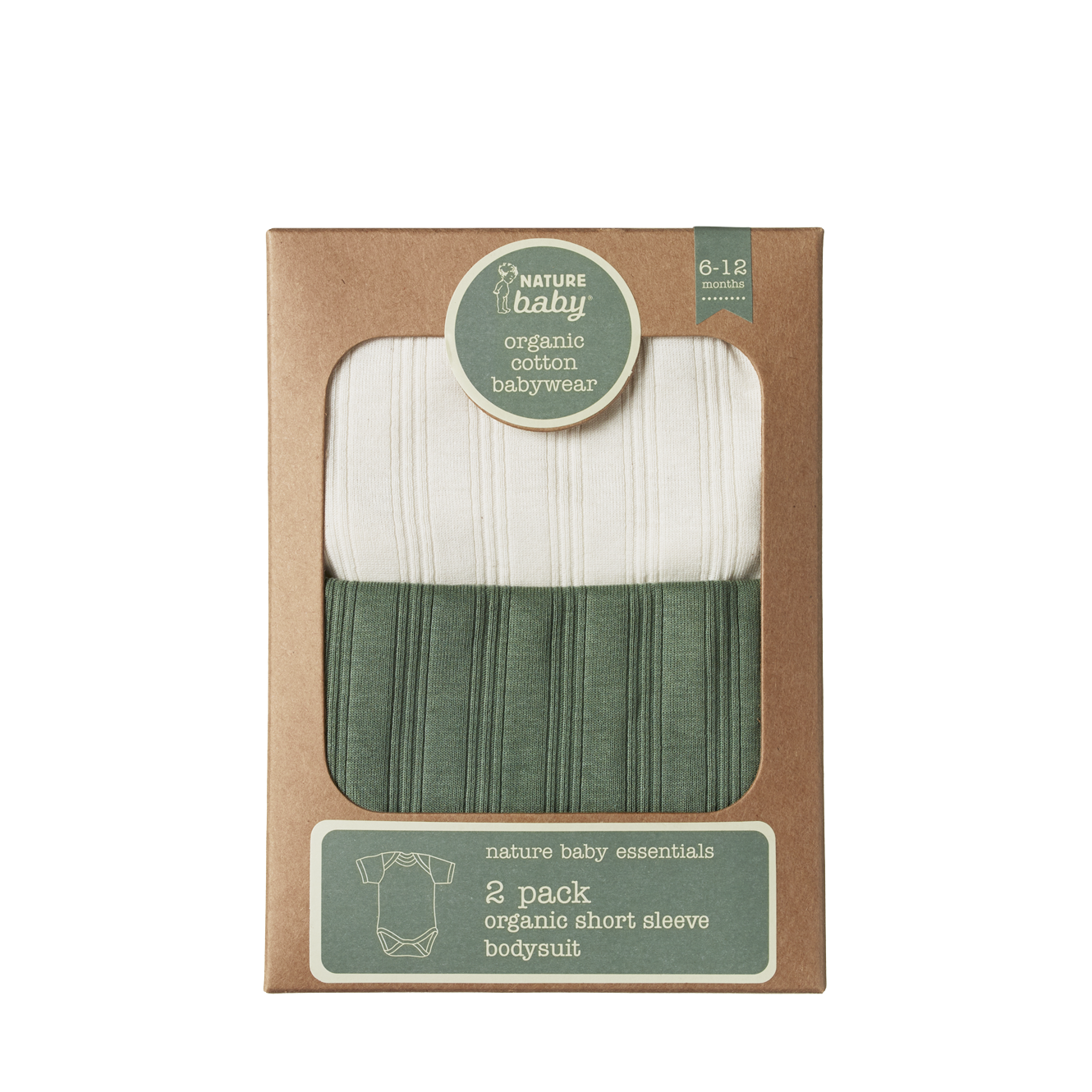 Nature Baby Short Sleeve Bodysuit Derby 2 Pack - Natural/Nettle