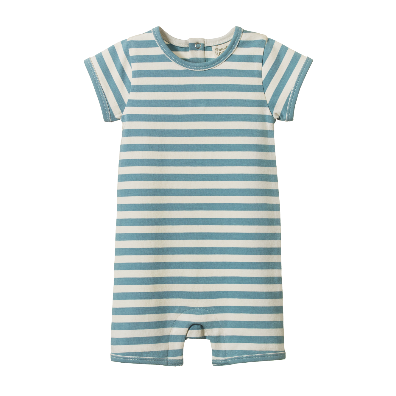 Nature Baby Short Sleeve Quincy Romper - Mineral Sea Stripe