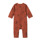 Nature Baby Long Sleeve Quincy Romper - Bluegrass Bears Coco Print
