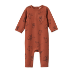 Nature Baby Long Sleeve Quincy Romper - Bluegrass Bears Coco Print