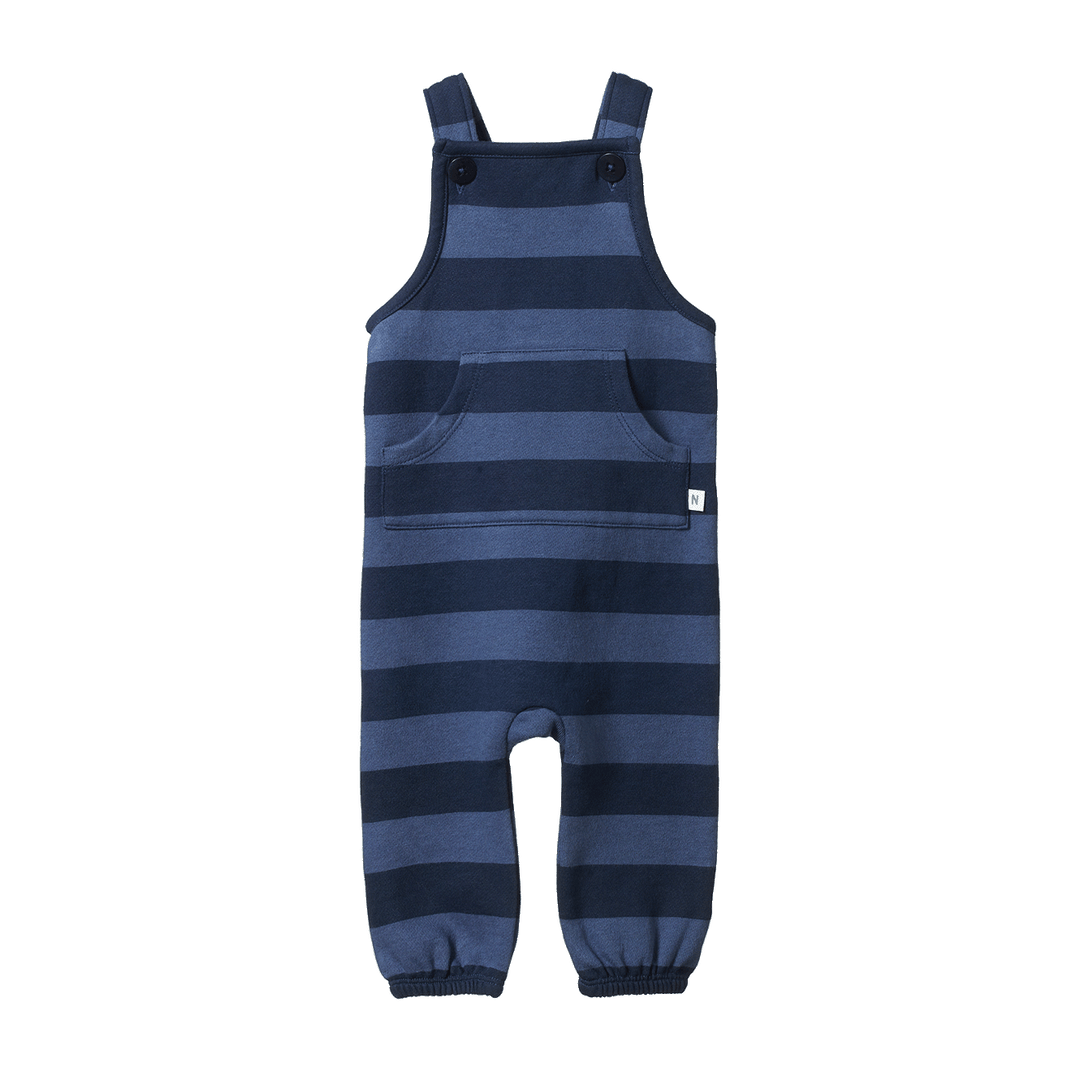 Nature Baby Tobi Overalls Sweatshirting - Navy Bold Stripe