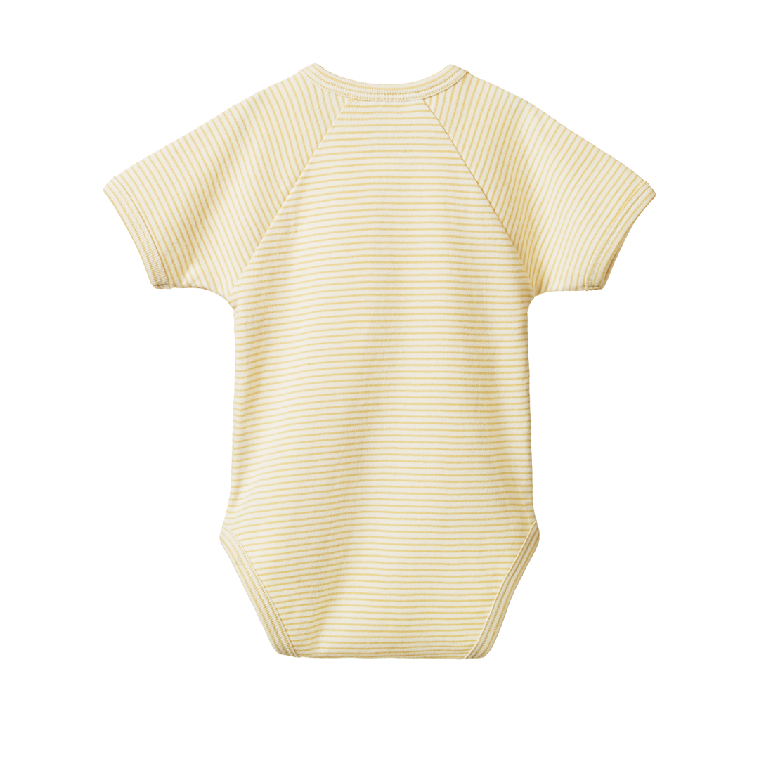 Nature Baby Short Sleeve Kimono Bodysuit - Sand Pinstripe