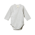 Long Sleeve Kimono Bodysuit - Grey Marl Stripe