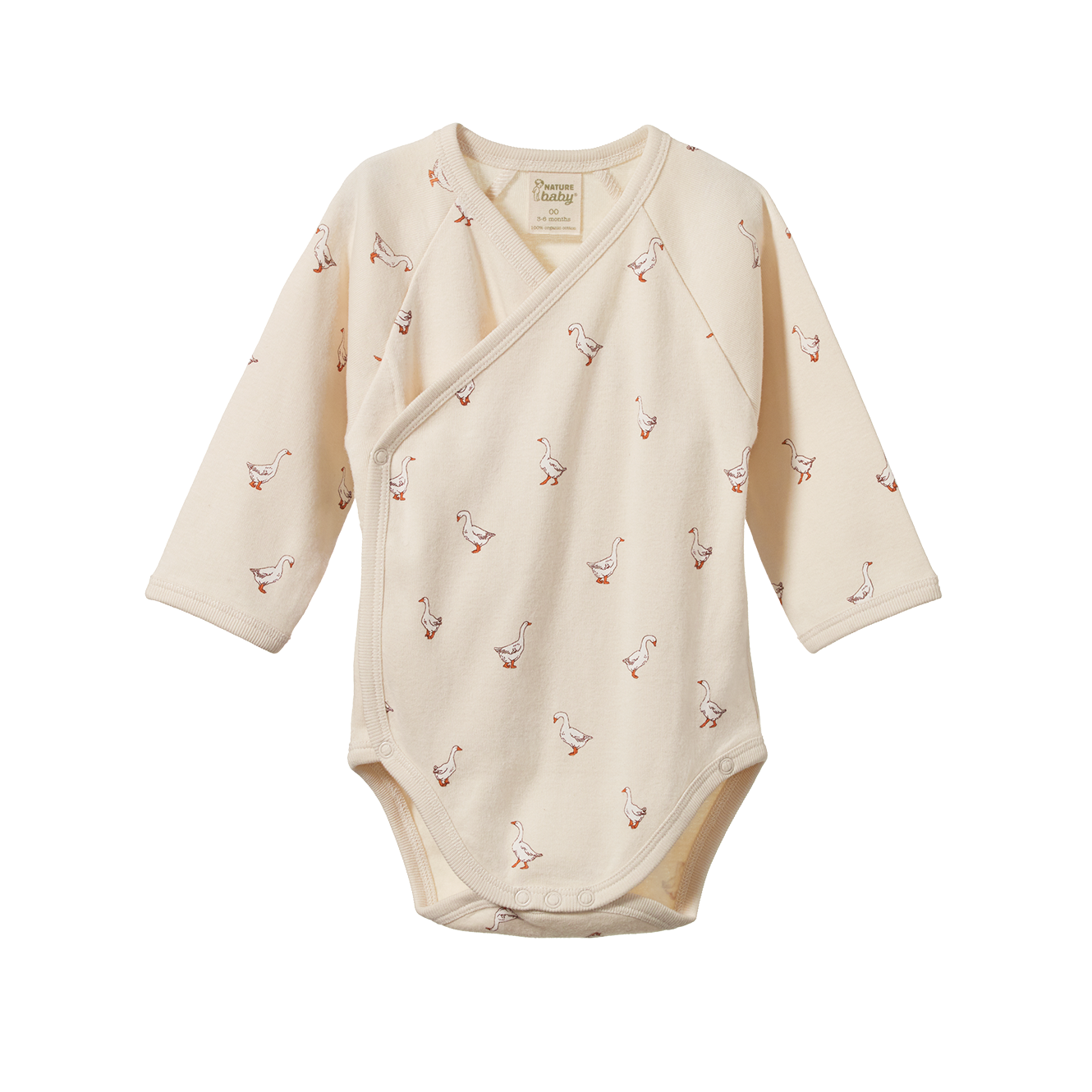 Long Sleeve Kimono Bodysuit - Goosey Print
