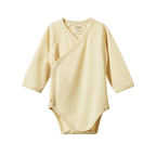 Nature Baby Long Sleeve Kimono Bodysuit - Sand Pinstripe