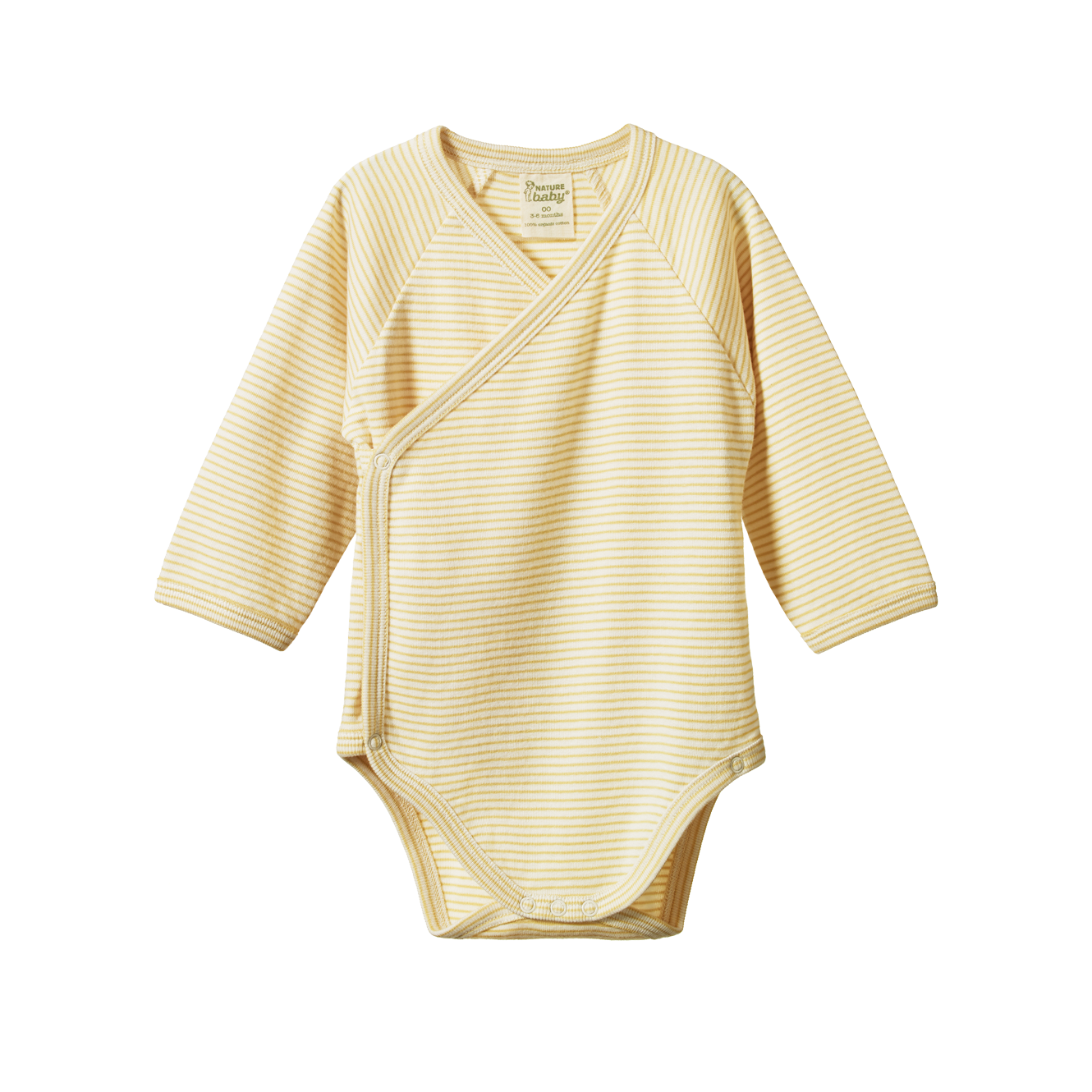 Nature Baby Long Sleeve Kimono Bodysuit - Sand Pinstripe