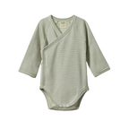 Nature Baby Long Sleeve Kimono Bodysuit - Nettle Pinstripe