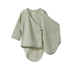 Nature Baby Long Sleeve Kimono Bodysuit - Nettle Pinstripe