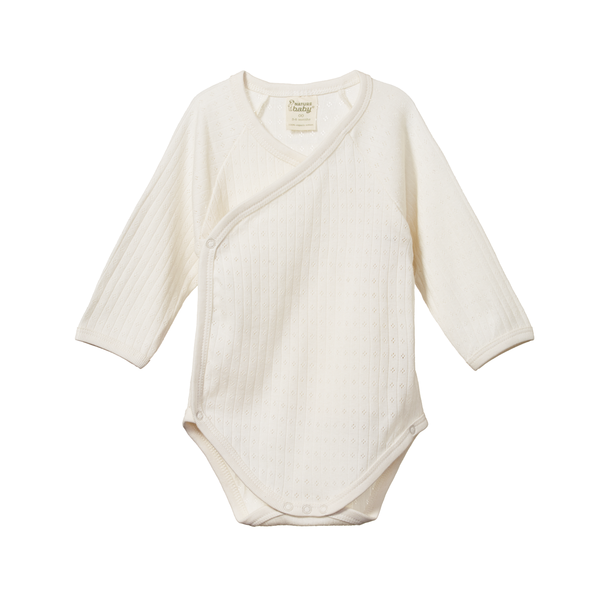 Nature Baby Long Sleeve Kimono Bodysuit Pointelle - Natural