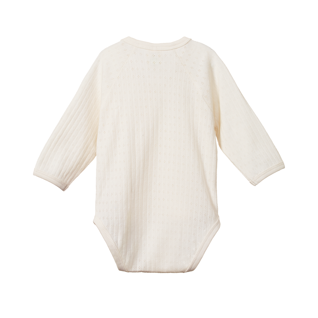 Nature Baby Long Sleeve Kimono Bodysuit Pointelle - Natural