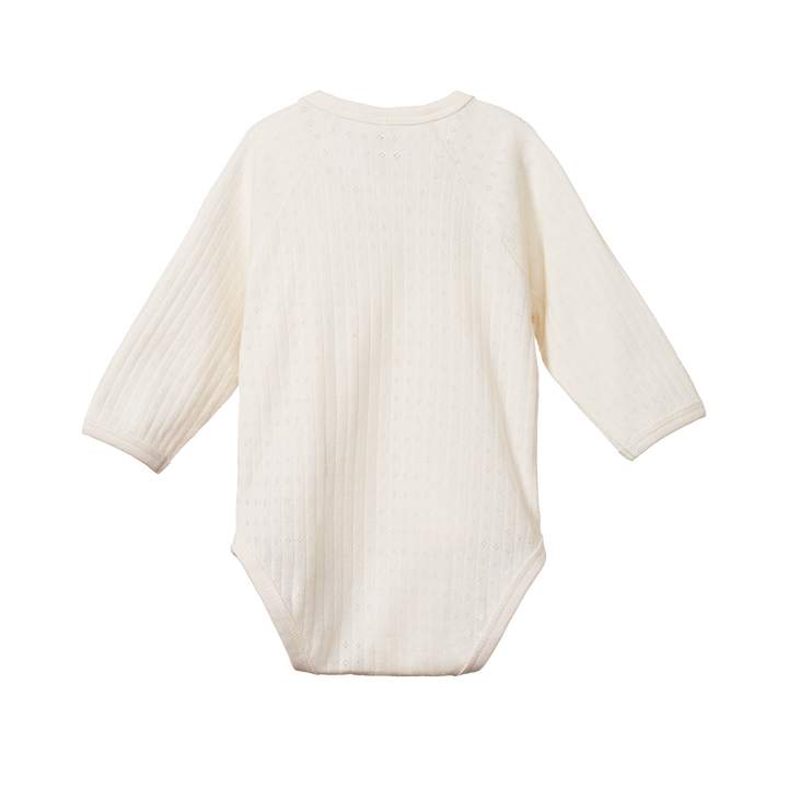 Nature Baby Long Sleeve Kimono Bodysuit Pointelle - Natural