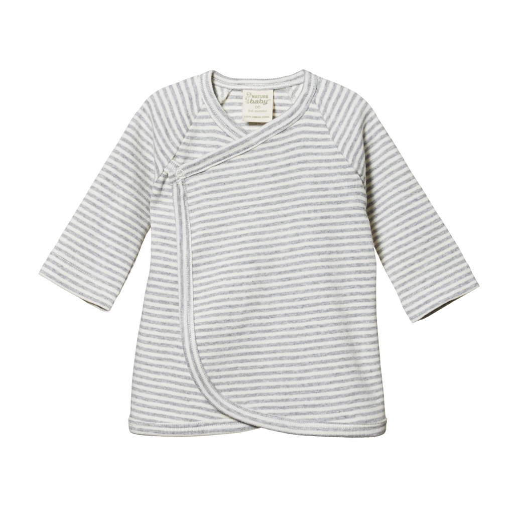 Nature Baby Kimono Jacket - Grey Marl Stripe