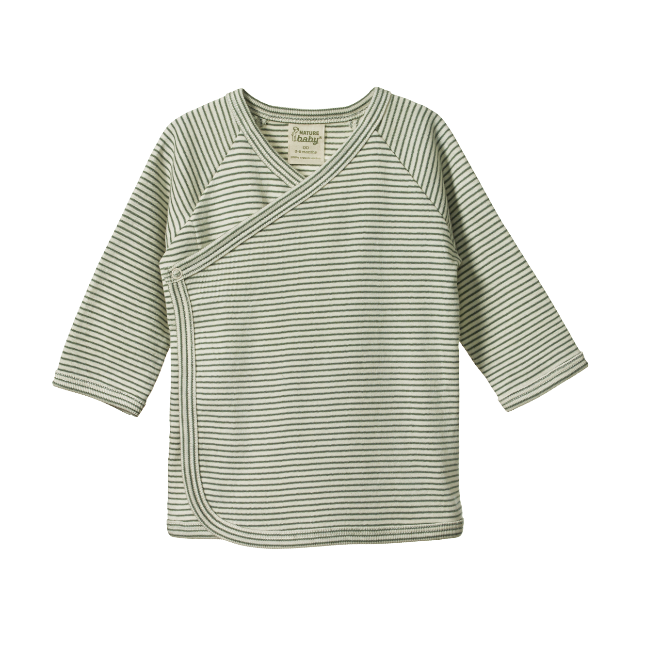Nature Baby Kimono Jacket - Nettle Pinstripe