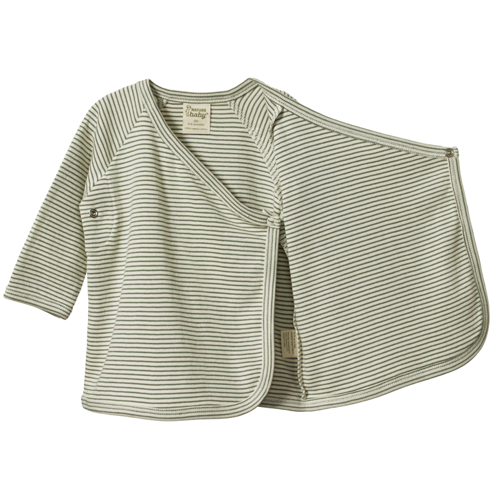 Nature Baby Kimono Jacket - Nettle Pinstripe