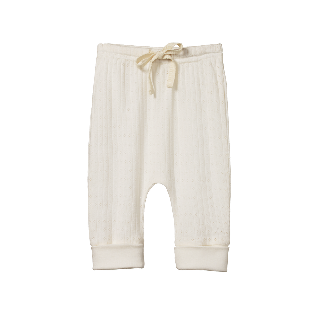 Nature Baby Drawstring Pants Pointelle - Natural