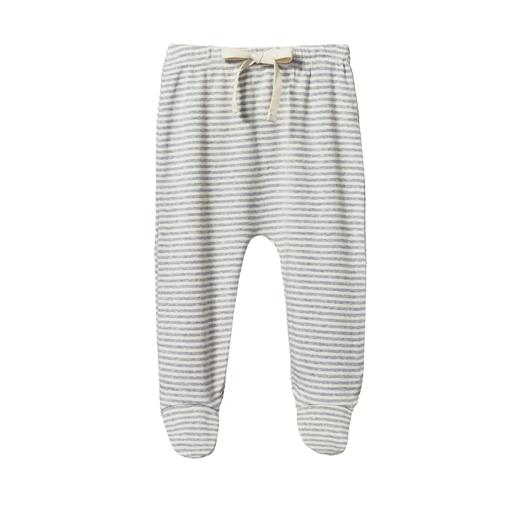 Nature Baby Footed Rompers - Grey Marl Stripe