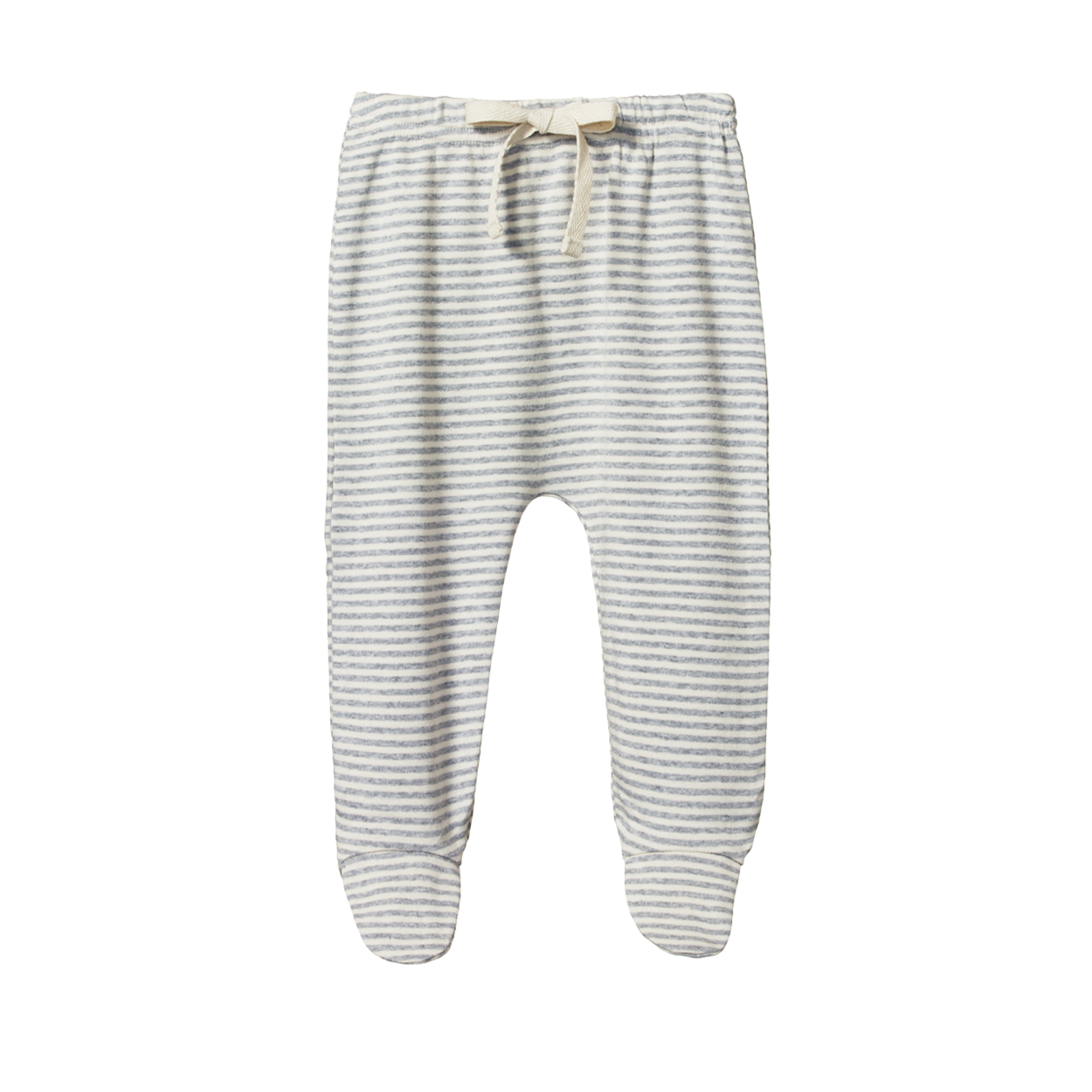 Nature Baby Footed Rompers - Grey Marl Stripe