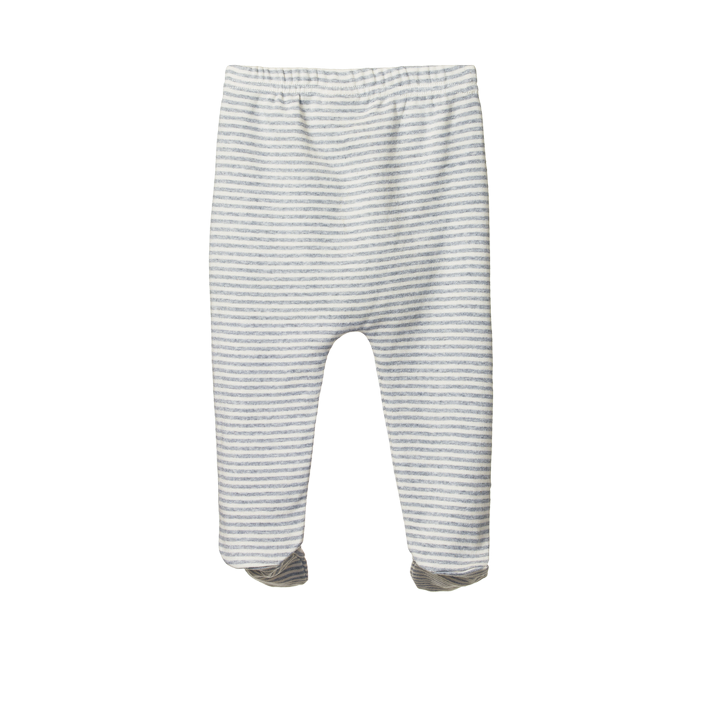 Nature Baby Footed Rompers - Grey Marl Stripe
