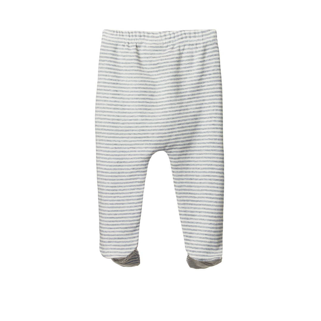 Nature Baby Footed Rompers - Grey Marl Stripe