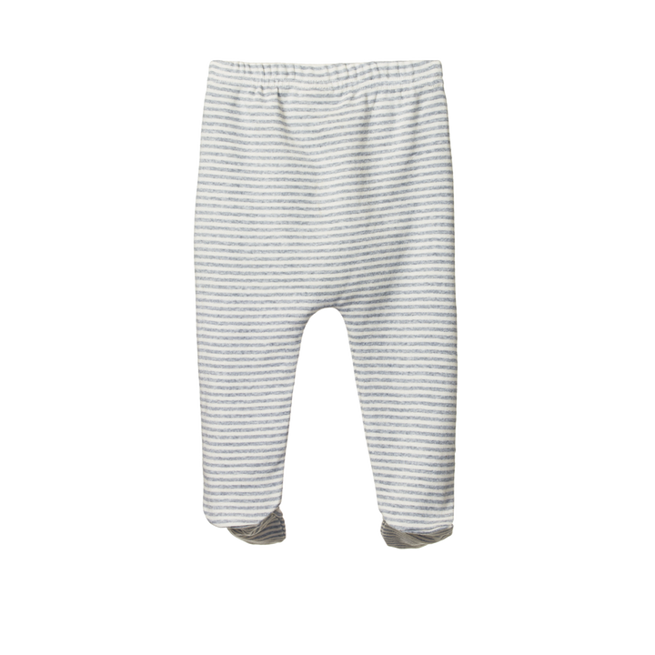 Nature Baby Footed Rompers - Grey Marl Stripe