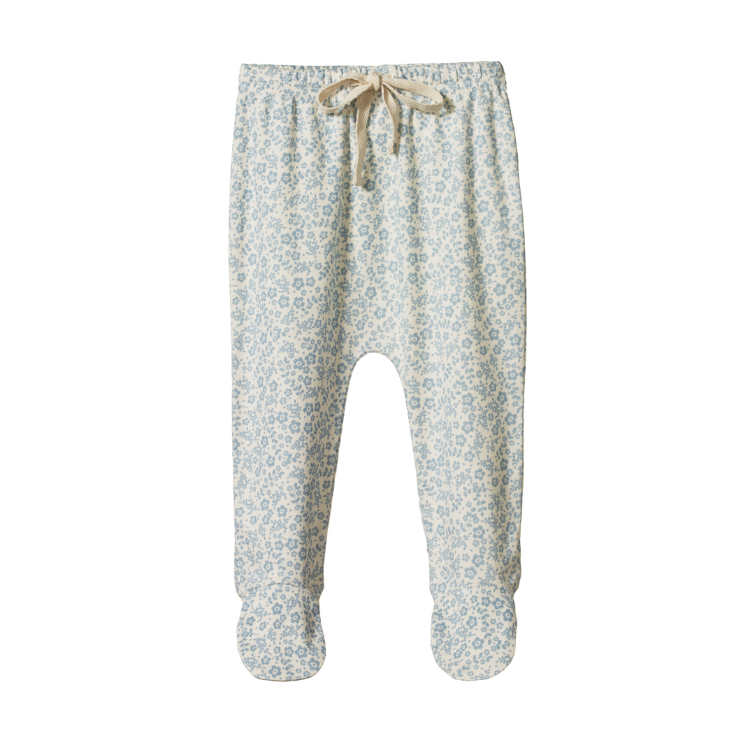 Nature Baby Footed Rompers - Daisy Belle Blue Print
