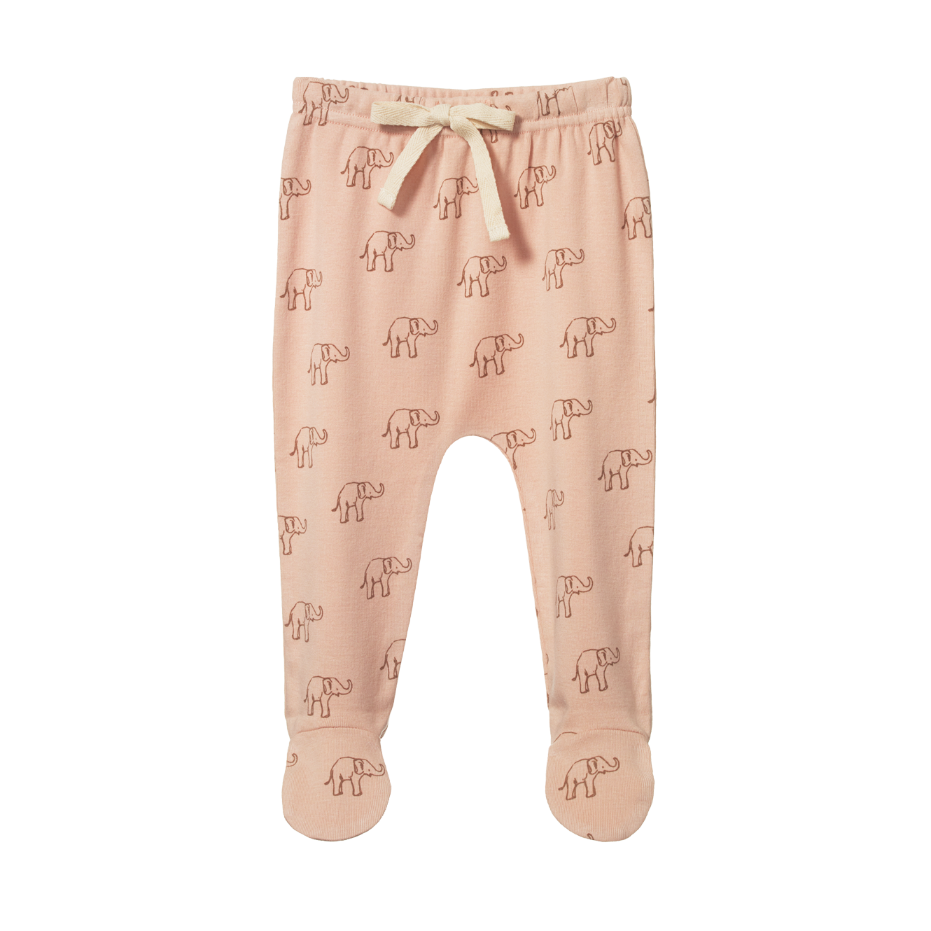 Nature Baby Footed Rompers - Elephant Rose Dust Print