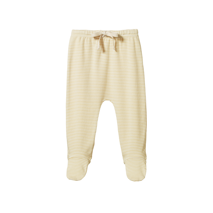 Nature Baby Footed Rompers - Sand Pinstripe