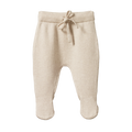 Cotton Knit Footed Romper - Oatmeal Marl