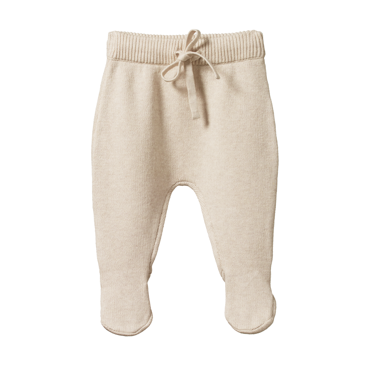 Nature Baby Cotton Knit Footed Romper - Oatmeal Marl