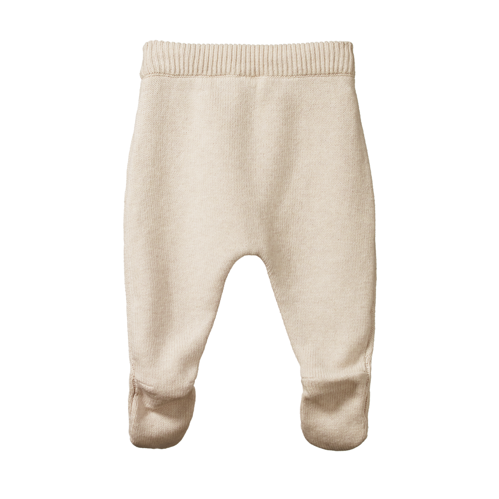 Nature Baby Cotton Knit Footed Romper - Oatmeal Marl