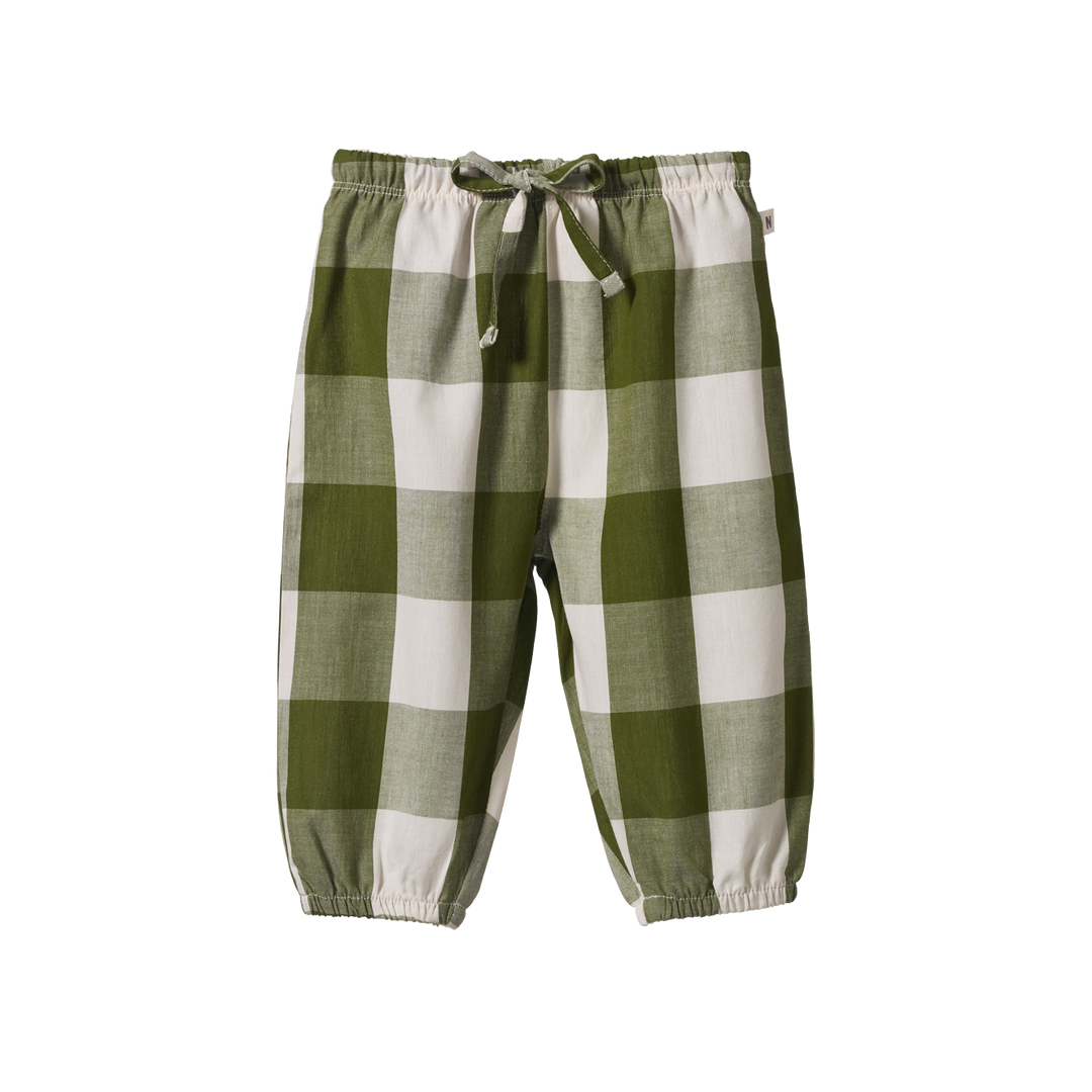 Green and white checkered 2025 pants