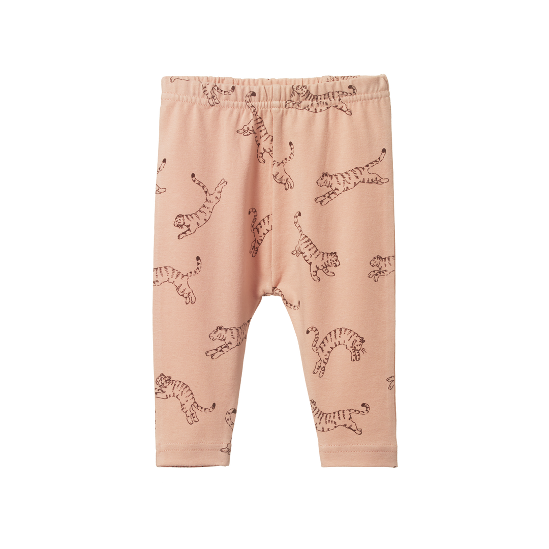 Nature Baby Leggings Leaping Tigers Rose Dust Print