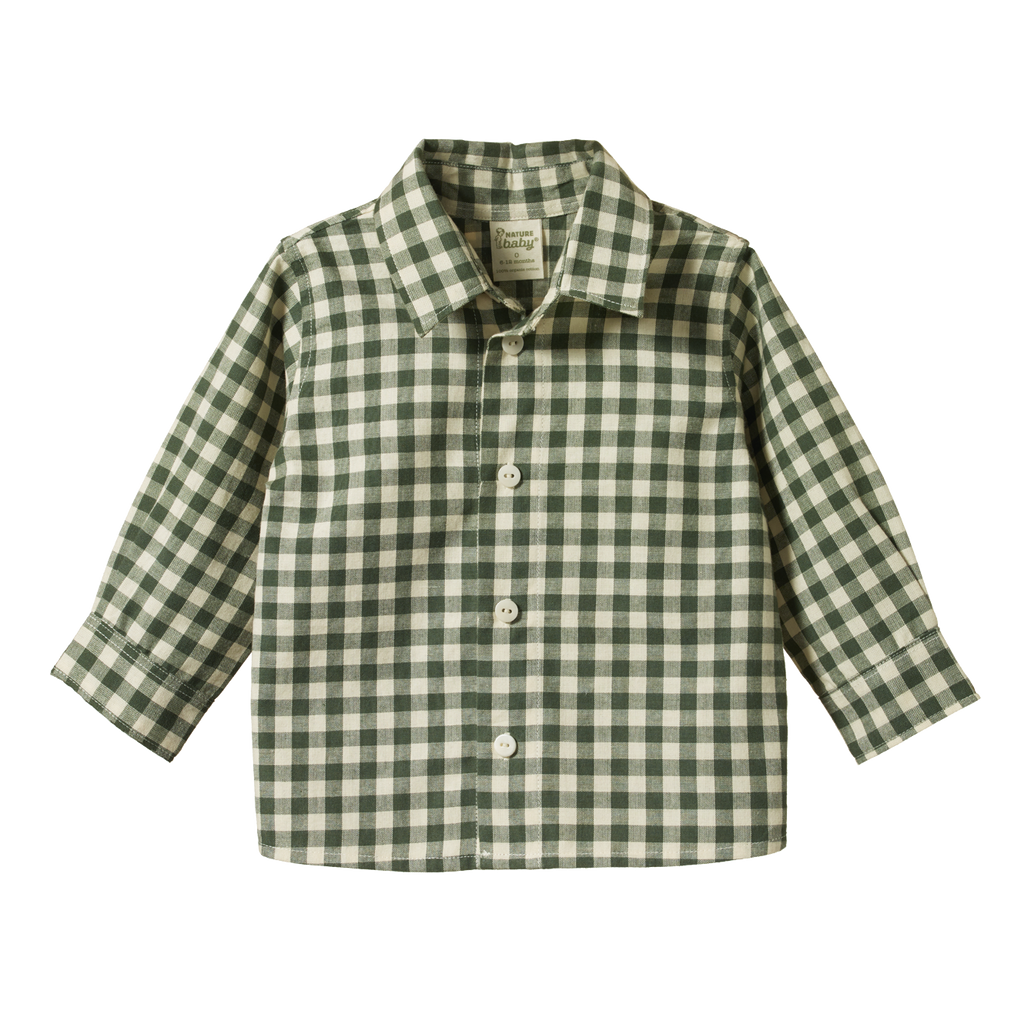 Nature Baby Ira Button Up - Thyme Check
