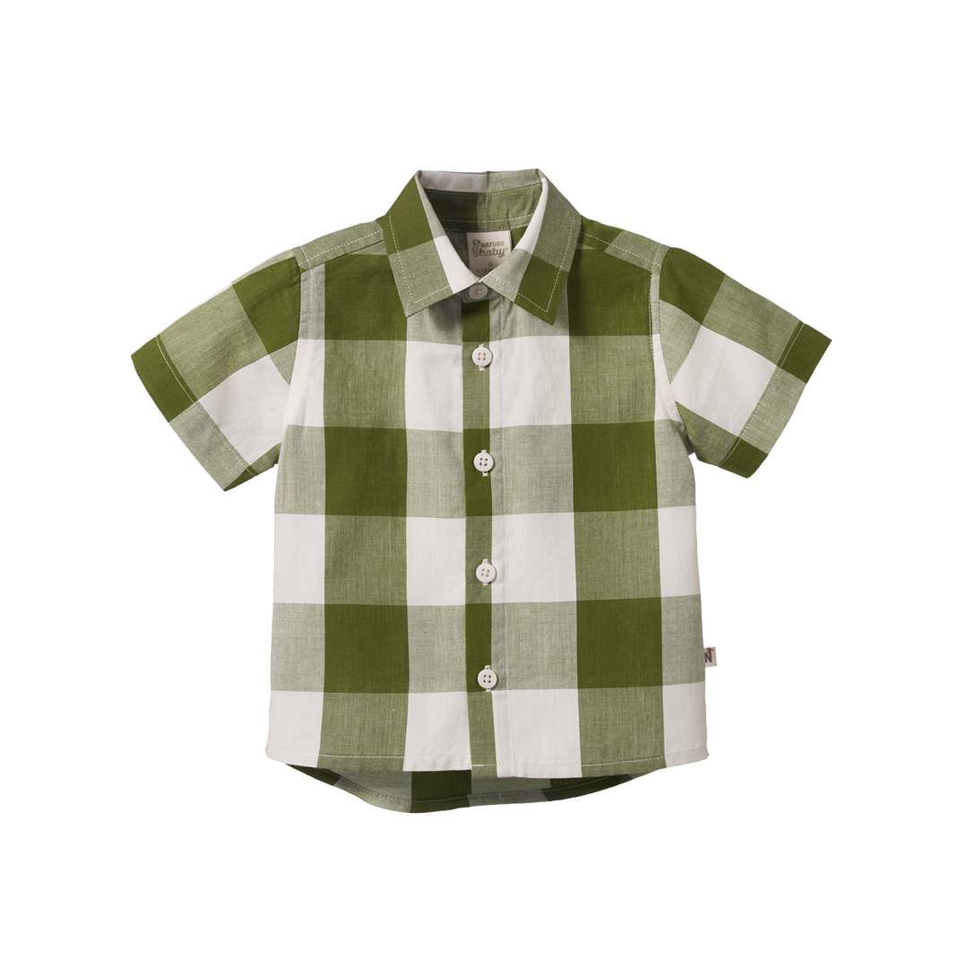 Nature Baby Short Sleeve Ira Button Up - Jungle Check