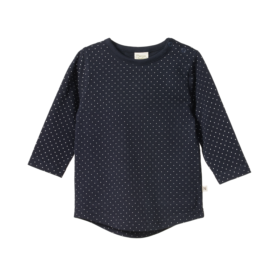 Nature Baby Stretch Jersey Everyday Tee - Navy Mini Dot Print